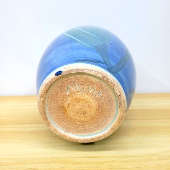 Vintage Hand Thrown Studio Pottery Vase with Leaves - Picture 10 of 16